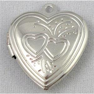 necklace Locket pendant, copper, platinum plated, approx 20mm wide [FDCPD185]