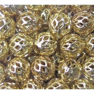 hollow copper bead, unfading, gold plated, approx 8mm dia [FDCPD195]