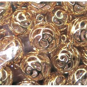 hollow copper pendant, unfading, gold plated, approx 13mm dia [FDCPD197]