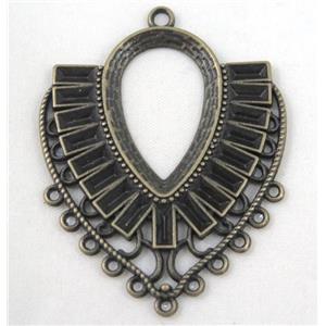 alloy pendant, gemstone setting, bronze, approx 43x55mm, 20x30mm hole [FDCPD201]