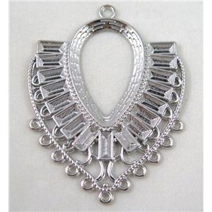 alloy pendant, gemstone setting, platinum plated, approx 43x55mm, 20x30mm hole [FDCPD202]