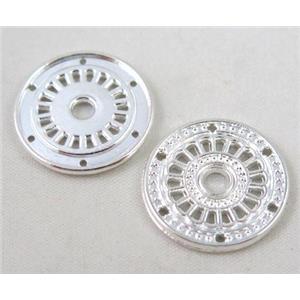 alloy bead, round, silver plated, approx 21mm dia [FDCPD206]