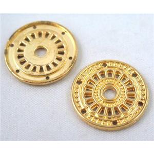 alloy bead, round, gold plated, approx 21mm dia [FDCPD207]