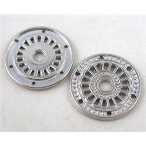 alloy bead, round, platinum plated, approx 21mm dia [FDCPD209]