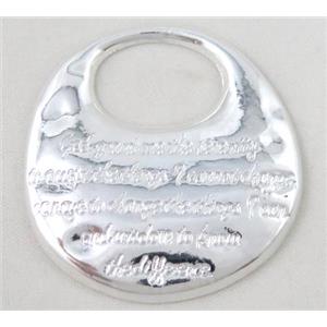 alloy pendant, hanger, silver plated, approx 40mm dia [FDCPD216]