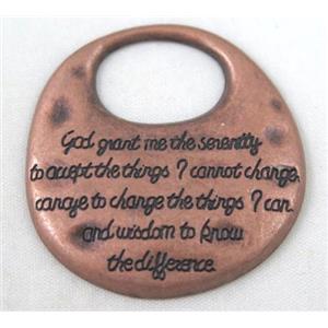 alloy pendant, antique red copper, approx 40mm dia [FDCPD217]