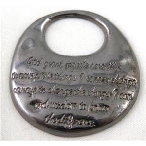 alloy pendant, black, approx 40mm dia [FDCPD219]