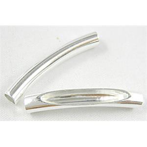 Silver Plated Light Curving Bracelet, necklace spacer Tube, 5mm dia, 30mm length [FDCT07SP]