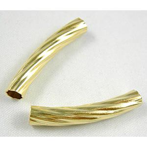 18K Gold Plated Light Curving Bracelet, necklace spacer Tube, 5mm dia, 30mm length [FDCT08GP18K]