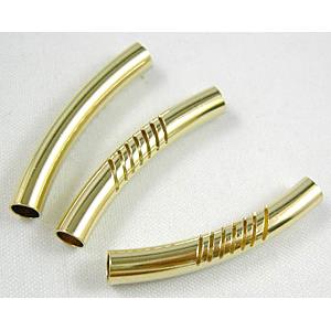 Gold Plated Light Curving Bracelet, necklace spacer Tube Non-Nickel, 5mm dia, 30mm length [FDCT09GP]