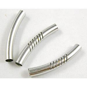 Platinum Plated Light Curving Bracelet, necklace spacer Tube Non-Nickel, 5mm dia,30mm length [FDCT09PP]