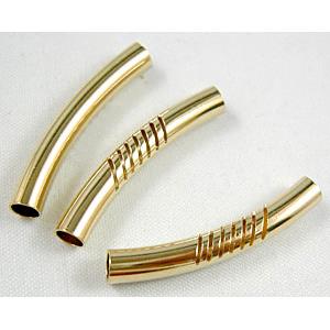 Rose Gold Plated Light Curving Bracelet, necklace spacer Tube, 5mm dia, 30mm length [FDCT09RGP]