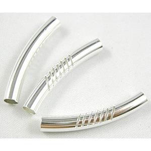 Silver Plated Light Curving Bracelet, necklace spacer Tube, 5mm dia, 30mm length [FDCT09SP]