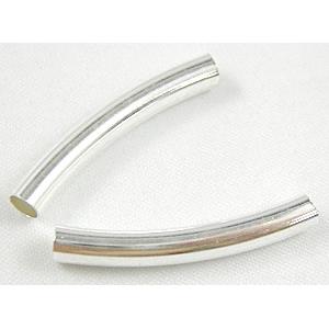 Silver Plated Light Curving Bracelet, necklace spacer Tube, 5mm dia, 30mm length [FDCT10SP]