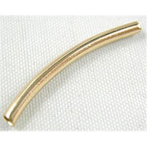 14K Gold Plated Light Curving Bracelet, necklace spacer Tube,Nickel Free, 2mm dia, 25mm length [FDCT12]