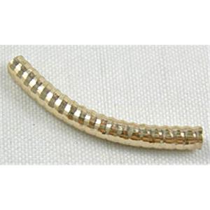 14K Gold Plated Light Curving Bracelet, necklace spacer Tube,Nickel Free, 3mm dia, 25mm length [FDCT13]
