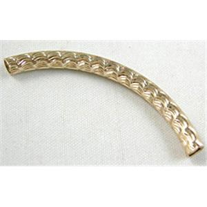 14K Gold Plated Light Curving Bracelet, necklace spacer Tube, Nickel Free, 4mm dia, 45mm length [FDCT16]