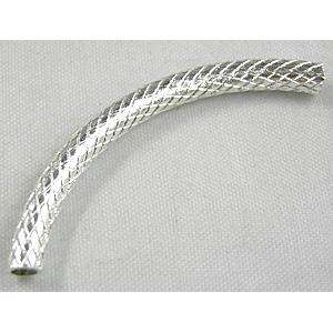 silver plated Curving spacer tube for bracelet necklace, 4mm dia, 45mm length [FDCT22]
