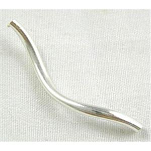 silver plated curving tube for bracelet/necklace, 2mm dia, 20mm length [FDCT24-2X20MM]