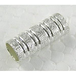 Silver Plated Bracelet, necklace spacer Tube, 6x15.5mm, hole:5mm [FDCT35SP]