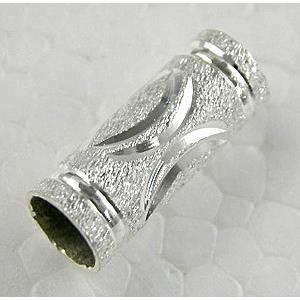 Silver Plated Bracelet, necklace spacer Tube, 6x15.5mm, hole:5mm [FDCT36SP]