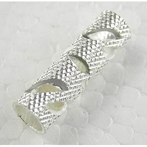 Silver Plated Bracelet, necklace spacer Tube, 6x20mm, hole:5mm [FDCT37SP]