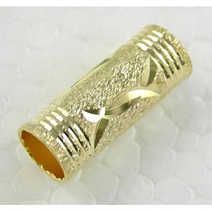 Gold Plated Bracelet, necklace spacer Tube, 6x15.5mm, hole:5mm [FDCT40GP]