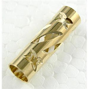 Gold Plated Bracelet, necklace spacer Tube, 6x20mm, hole:5mm [FDCT45GP]