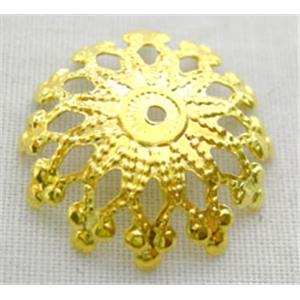 beadcap, gold plated, iron, 16mm dia, 4mm high [FDDX006G]