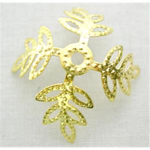 Gold Plated Flower BeadCaps, iron, 24mm dia, 8mm high [FDDX011G]