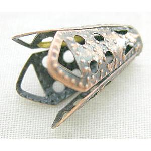 bead caps, red copper, iron, 10mm dia, 17mm length [FDDX026RP]