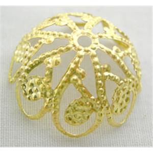 Gold Plated Flower BeadCap, iron, 20mm dia, 10mm high [FDDX034G]