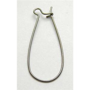 Hoop Earring, copper, black plated, 14x33mm [FDER013BL]