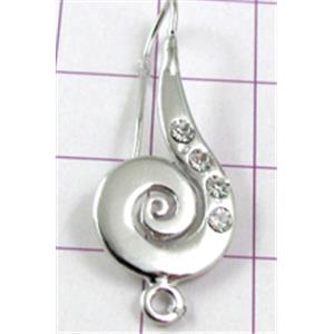 baroque style Earring Hook, music note, copper, platinum plated, 14x35mm [FDER045PP-K577]