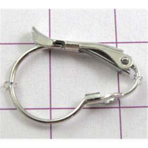 Leverback Earring, copper, platinum plated, 15x20mm, Ni free, Pb free [FDER046PP-C602]