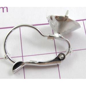 Leverback Earring with cabochon-pad, copper, platinum plated, 12x20mm, 10mm dia, Ni free [FDER049PP-C896]