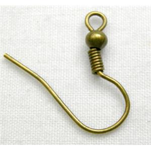 Antique Bronze Earring Hook, iron, 18mm high, Iron [FDER052BP]