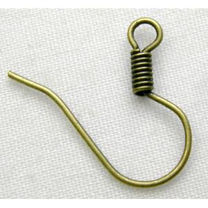 Antique Bronze Earring Wire, iron, 15mm high, Iron [FDER053BP]