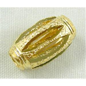 Accidented Copper Rice Spacer Beads, 6x10mm [FDFR007GP-6X10]