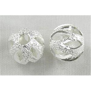 Silver Plated, Carved, Accidented Copper Round Spacer Beads, 8mm dia [FDFR011SP]