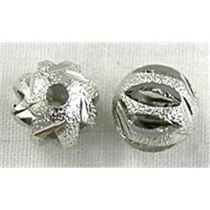 Platinum Plated, Carved, Accidented Copper Round Spacer Beads, 8mm dia [FDFR012PP]