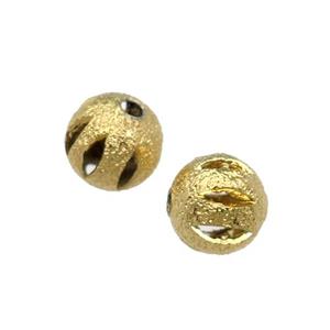 copper round Corrugated Beads, gold plated, 8mm dia [FDFR013GP]