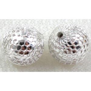 silver plated Round CCB Beads with copper wire wrapped, 15mm dia [FDFR018SP-15MM]