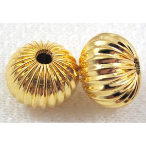 flat-round corrugated Beads, Copper, gold plated, approx 12x16mm [FDFR019GP]