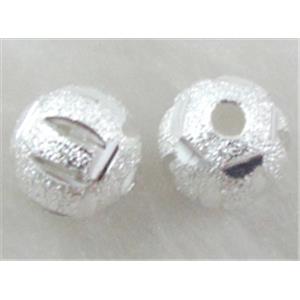 Round matte beads, carved, copper, Silver Plated, 8mm dia [FDFR026SP]