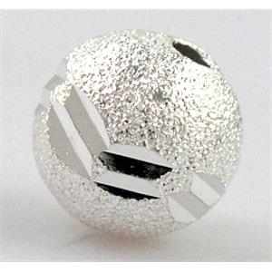 stardust beads, copper, silver plated, round, matte, 6mm dia [FDFR033-6MM]