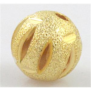 stardust beads, copper, gold plated, round, matte, 8mm dia [FDFR034-8MM]