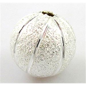stardust beads, copper, silver plated, round, matte, 8mm dia [FDFR035-8MM]