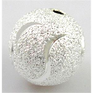 stardust beads, copper, silver plated, round, matte, 8mm dia [FDFR037-8MM]