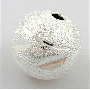 stardust beads, copper, silver plated, round, matte, 8mm dia [FDFR038-8MM]